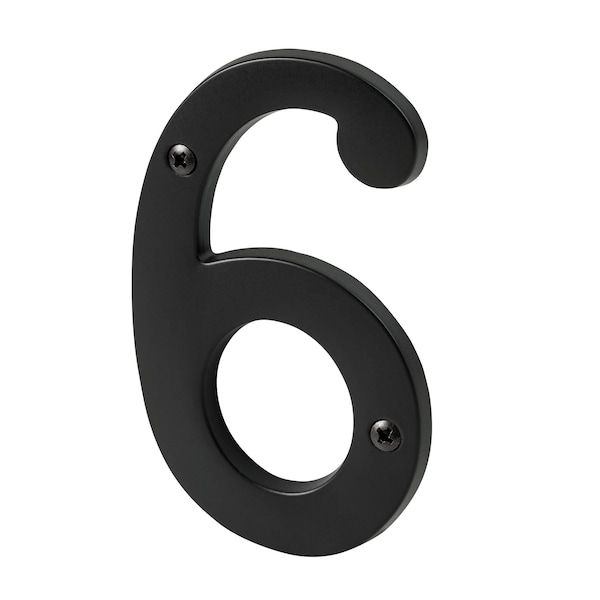 Pamex 4in Heavy Duty House Number # 6 Matte Black Finish DD074S6BL - main